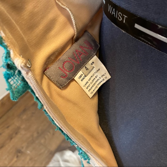 JOVANI Tan & Teal Lace Overlay Gown Size 4 #90164 - Picture 9 of 14